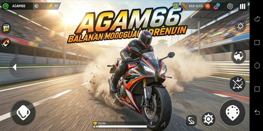 Tampilan gameplay AGAM66 yang seru dengan aksi balapan motor.