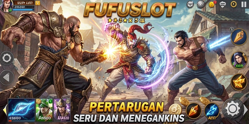Tampilan gameplay pertarungan di FUFUSLOT yang mendebarkan.