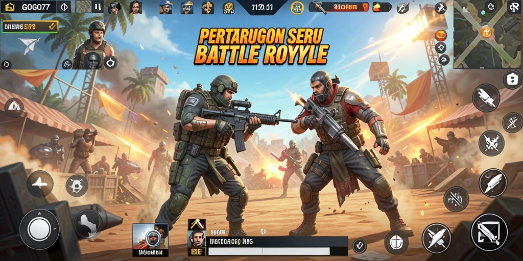 Gameplay seru GOGO77 dalam aksi Battle Royale.