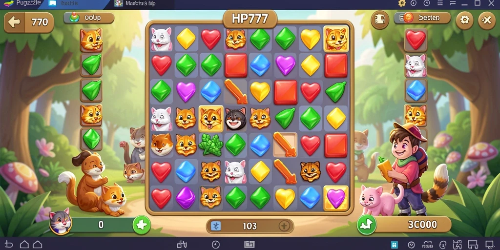 Tampilan gameplay seru HP777 dalam genre Match-3.
