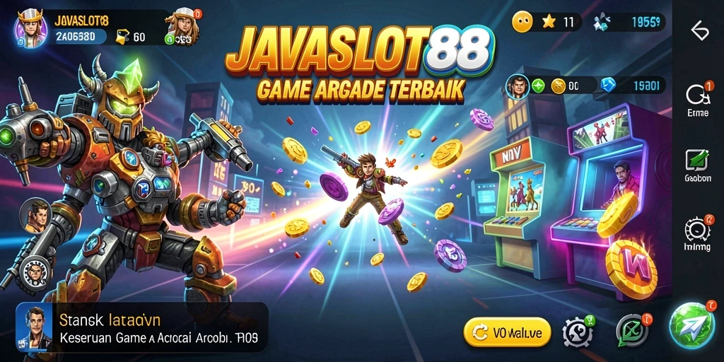 Tangkapan layar utama dari JAVASLOT88 menampilkan serunya gameplay Arcade.