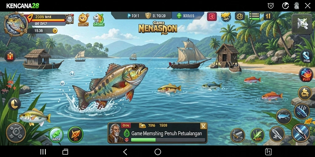 Tampilan gameplay seru saat memancing di KENCANA28.