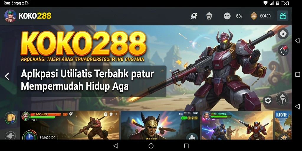 Tampilan utama KOKO288 yang menampilkan berbagai fitur utilitas.