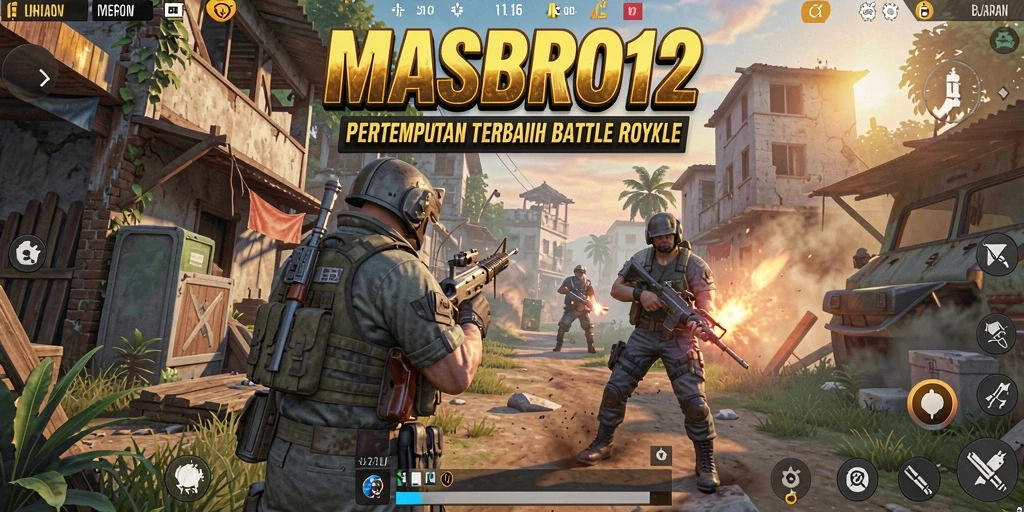 Screenshot gameplay MASBRO12 yang menunjukkan aksi pertempuran seru.