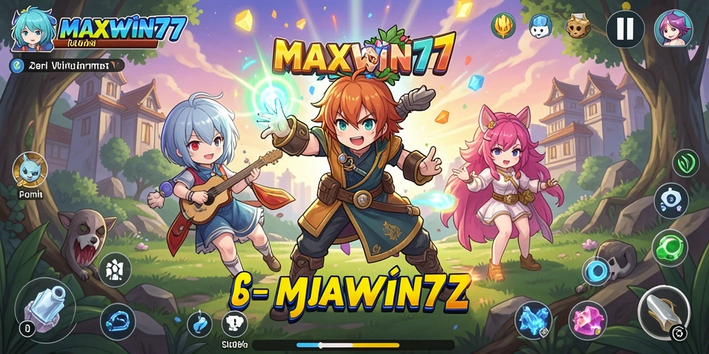 Tampilan gameplay dinamis dan karakter Anime yang menarik di MAXWIN77.