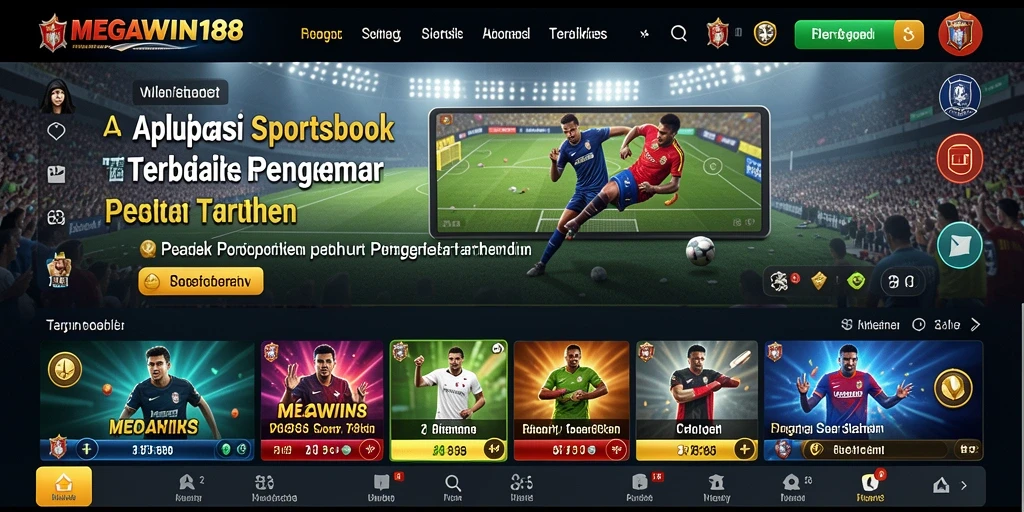 Screenshot utama MEGAWIN188 yang menampilkan sensasi taruhan olahraga.
