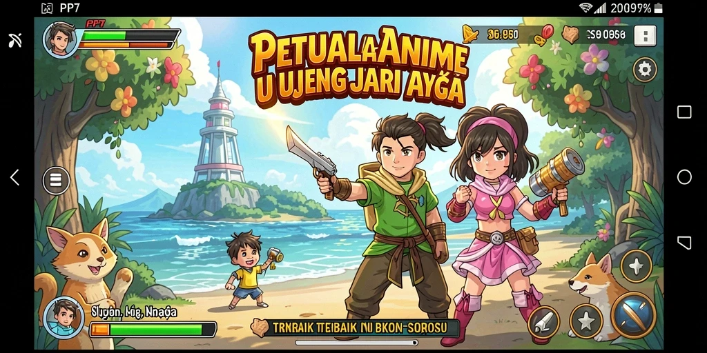 Tampilan gameplay luar biasa dari PP7 dengan karakter anime ikonik.