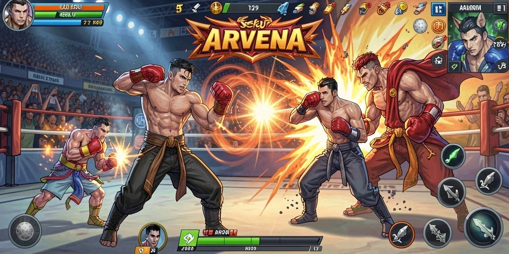 Screenshot utama RR89 menampilkan pertarungan epik antar karakter.