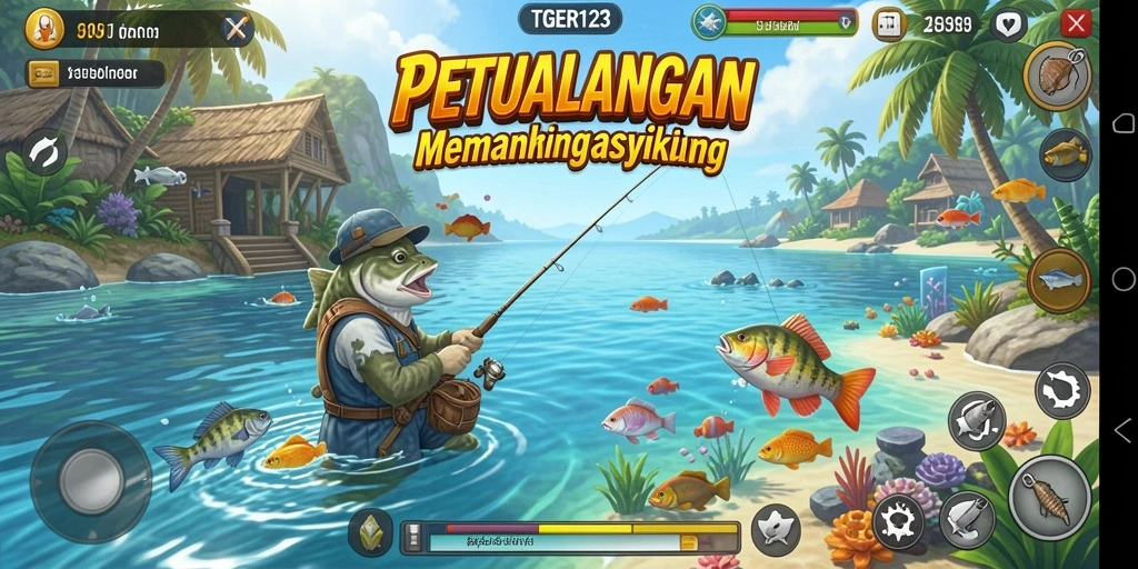 Screenshot gameplay TGER123 menampilkan petualangan memancing yang memukau dan penuh aksi.