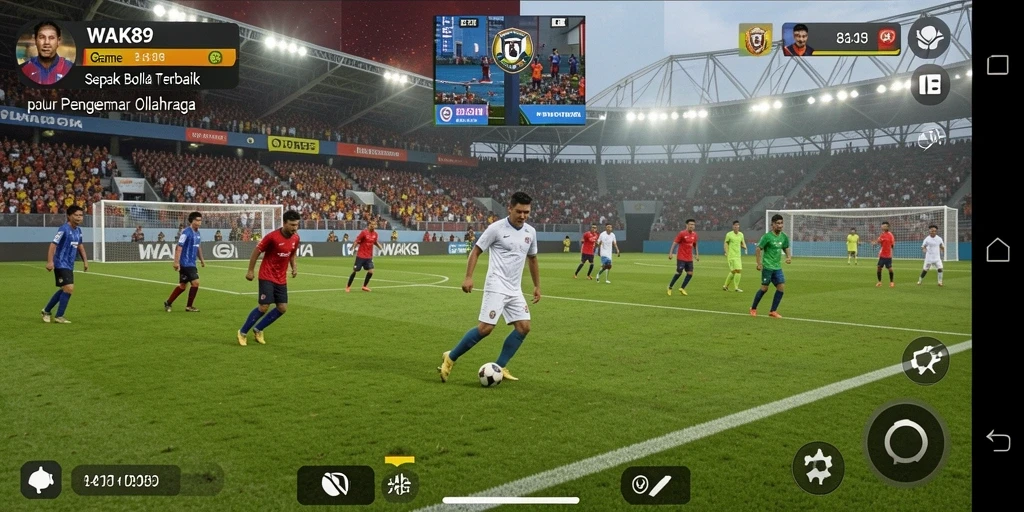 Screenshot dari gameplay <strong>WAK89</strong> yang menunjukkan aksi seru di lapangan sepak bola.